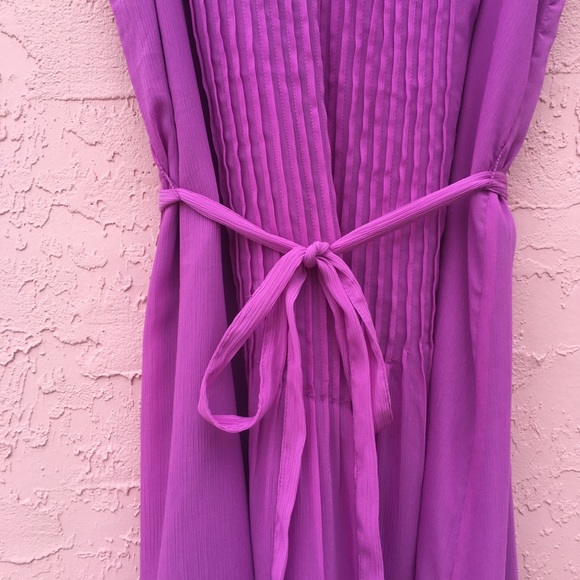 White House Black Market Fuchsia Pintuck Sleeveless High Low Dress Size 12 - Picture 8 of 11